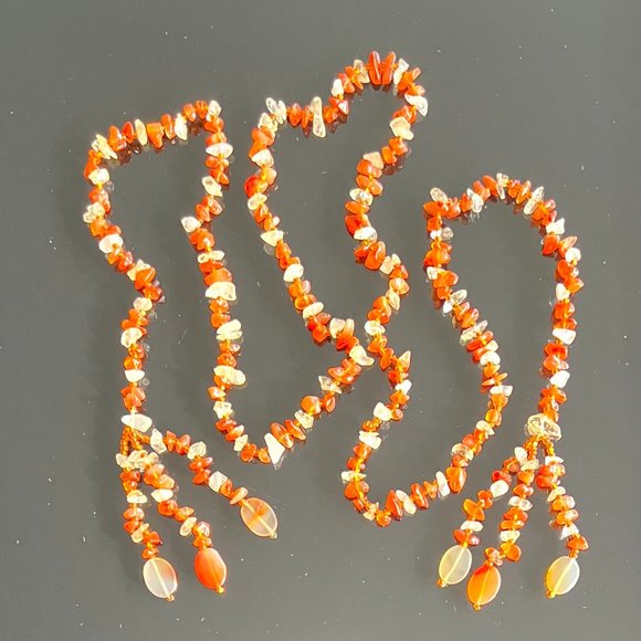 Artisan Handmade Semi Precious Stone Lariat/Necklace w/Tassels, - Picture 4 of 6